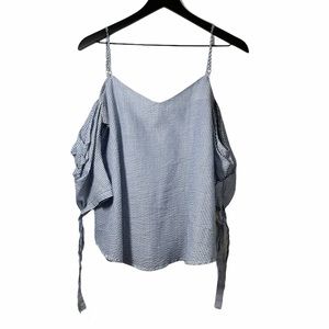 Bleuh Ciel | Blue&White Striped Cold Shoulder Top